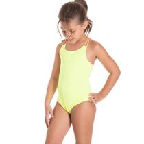 Maiô infantil de praia regata com alças neon estampa aparece na água