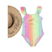 Maiô Infantil De Verão Com Estampa Arco-Íris Para Meninas, Roupa De Banho Monokini