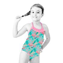 Maiô Infantil Engana Mamãe Flamingo Proteção Uv Praia Verão Maiô Infantil Engana Mamãe Flamingo Proteção Uv Praia Verão