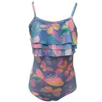 Maiô Infantil Juvenil Borboletas Babado Proteção Solar Uv50 Body Bory Praia Piscina Filtro Sol