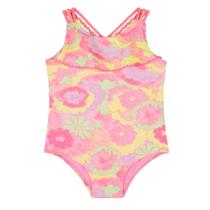 Maiô Infantil Kukiê com Proteção UV50+ Estampado Flores Neon Tamanho:8Cor:Igual da foto