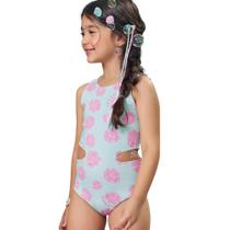 Maiô Infantil Kukiê Dupla Face com Proteção UV50+ Estampa Sereia