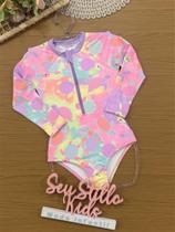 Maiô Infantil Kukiê Verão Manga Longa Colorido Tartaruguinha Maiô Infantil Kukiê Verão Manga Longa Colorido Tartaruguinha