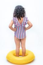 Maiô infantil laço com proteção uv - estampa chevron
