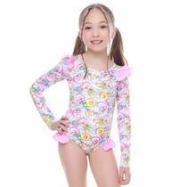 Maiô Infantil Manga Longa Babadinho Unicórnio UV50+ Menina