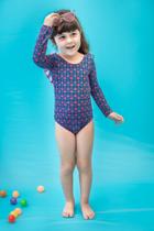 Maiô infantil manga longa proteção uv - estampa âncora