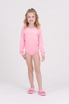 Maiô Infantil Manga Longa UV 50+ Basiquinho Rosa Claro