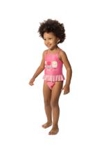 Maio Infantil Menina Com Proteção UVA e UVB Rosa Babados