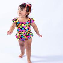 Maiô Infantil Praia/Piscina Proteção UV 50+ Corações Viva Flor
