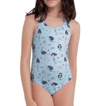 Maiô Infantil Praia She Dupla Face Sereia Conforto Poliéster