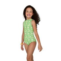 Maiô Infantil Proteção UPF50+ Body Green Flower - Mystique Nature