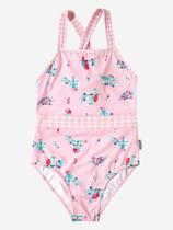 Maiô Infantil Rosa Passaros Proteção UV 50+ Tip Top Garden - Maiô Infantil Rosa Passaros Proteção UV 50+ Tip Top Garden -