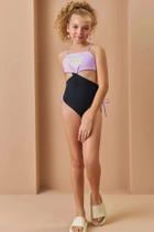 Maiô Infanto Juvenil Feminino Maiô Teen Menina Frente Única Reversível em Malha Carina UV 50 81866 VicVicky