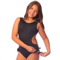 Maiô Infanto Juvenil Liso Preto Cecí Moda Praia