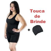 Maio Macaquinho Hidroginástica Natação G PRETO, Acompanha Touca Tecido Maio Macaquinho Hidroginástica Natação G PRETO, Acompanha Touca Tecido
