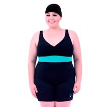 Maiô Macaquinho Hidroginástica, Natação, Plus Size, Com Touca, Até 56