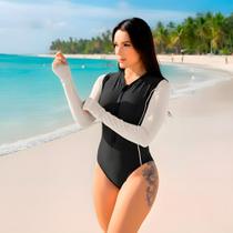 Maiô Manga Longa Com Ziper Luvinha Surf Natação Esportes
