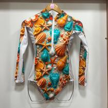 Maiô manga longa com Zípper Tamanho único juvenil e adulto (veste até 44)