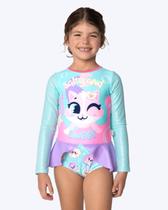 Maiô Manga Longa Gata Sereia Infantil Feminino Puket 110401320