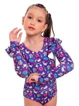 Maiô Manga Longa Infantil Bebe Maio Menina Proteção Uv 50+
