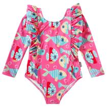 Maiô Manga Longa Infantil Peixes Rosa Tip Top Maiô Manga Longa Infantil Peixes Rosa Tip Top