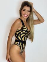 Maiô Meia Taça Com Bojo Fixo Zebra Dourada Maiô Meia Taça Com Bojo Fixo Zebra Dourada