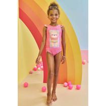 Maiô Menina em Malha com Proteção UV50+ cor Rosa - Kukiê