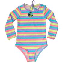 Maiô Menina Infantil Manga Longa Proteção Uv50+ Colorido