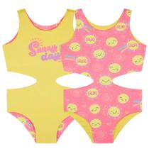 Maiô Menina Kukiê Dupla Face Malha Proteção UV50+ Amarelo/Rosa Neon Maiô Menina Kukiê Dupla Face Malha Proteção UV50+ Amarelo/Rosa Neon
