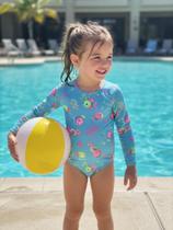 Maiô Menina Proteção UV50+ Manga Longa Forrado Infantil e Juvenil 4 ao 16 76-A