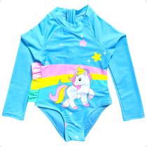 Maiô Meninas Manga Longa Infantil Bebe Com Proteção Uv50 Maio