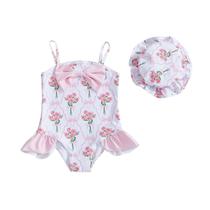Maiô mlpeerw Toddler Girl Floral com chapéu de 6 a 12 meses