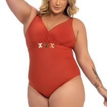 Maiô Modelador Confortável Plus Size Alças Largas Banho de Mar
