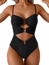 Maiô Monokini Eomenie com Recortes Preto Maiô Monokini Eomenie com Recortes Preto
