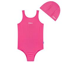 Maiô Natação Infantil com Touca Proteção UV50+ Pink Neon Kamylus