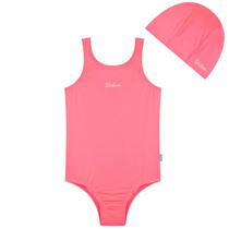 Maiô Natação Infantil com Touca Proteção UV50+ Rosa Neon Kamylus
