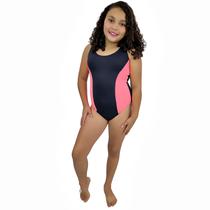 Maiô Natação Teen Preto Detalhe Pink Maiô Natação Teen Preto Detalhe Pink