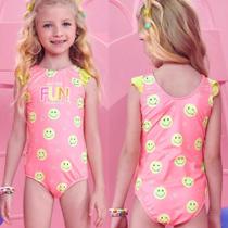 Maio Neon Proteção Uv Estampado Babados Infantil Kukiê - Kukie