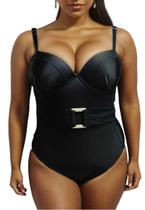 Maiô Plus Size Body Feminino Com Bojo Confortável Leve Verão Moda Praia Detalhe Argola