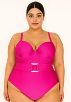 Maiô Plus Size Body Feminino Com Bojo Confortável Leve Verão Moda Praia Detalhe Argola