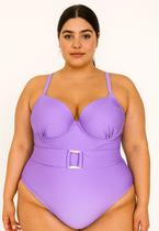 Maiô Plus Size Body Feminino Com Bojo Confortável Leve Verão Moda Praia Detalhe Argola
