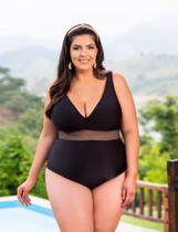 Maiô Plus Size com Bojo Opcional - Detalhe em Elástico Transparente