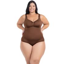 Maiô Plus Size Costas Nuas Tecido Modelador Chapa Barriga