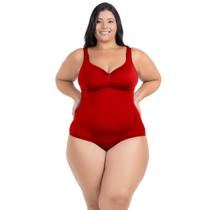 Maiô Plus Size Costas Nuas Tecido Modelador Chapa Barriga