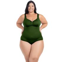 Maiô Plus Size Costas Nuas Tecido Modelador Chapa Barriga