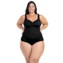 Maiô Plus Size Costas Nuas Tecido Modelador Chapa Barriga