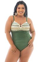 Maiô Plus Size Drapeado Arte Verde Maiô Plus Size Drapeado Arte Verde