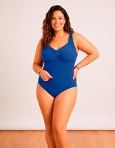 Maiô Plus Size Feminino Modelador Transpassado Com Bojo Removível Alças Largas Praia Piscina