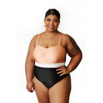 Maiô Plus Size PRETO/AMÊNDOA