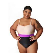 Maiô Plus Size PRETO/BEGE Maiô Plus Size PRETO/BEGE